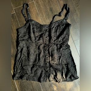 Chalis black leopard print tank top